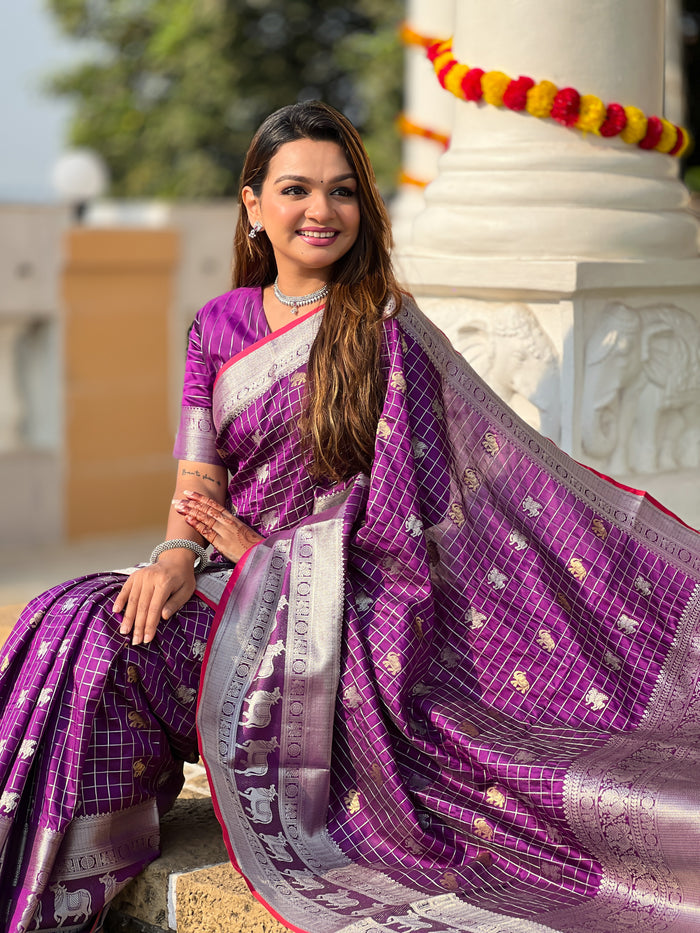 Premium Purple Jacquard Saree – Rich Weave for Festive & Traditional Elegance