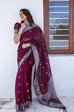 Royal Wine Jacquard Saree