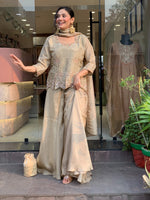 Champagne Embroidered Silk Palazzo Set