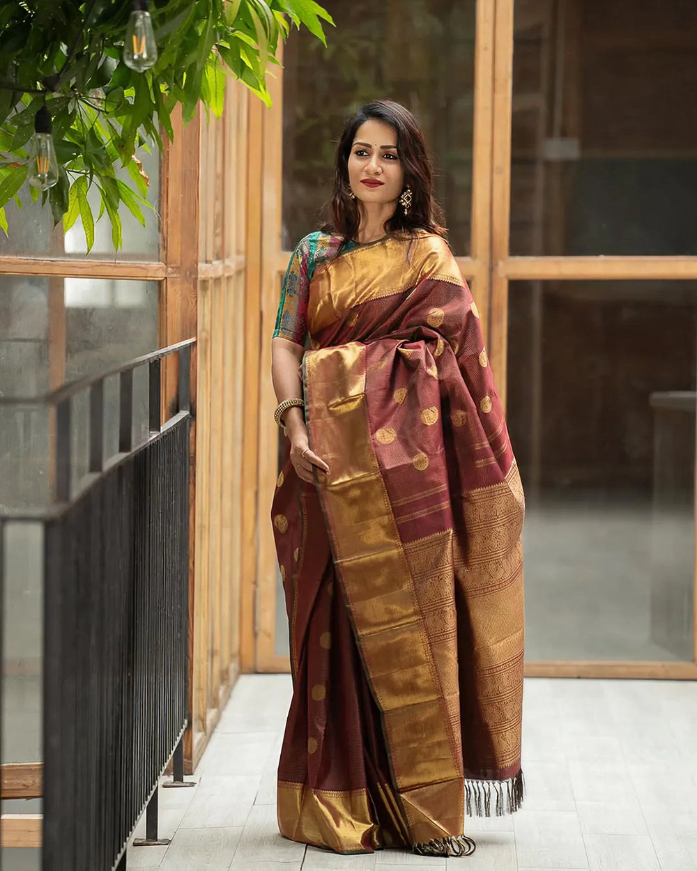 Brown Jacquard Saree