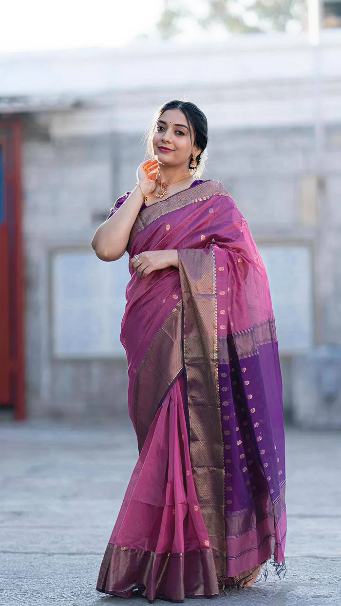 Purple Jacquard Saree – Royal, Elegant & Festive Ethnic Wear