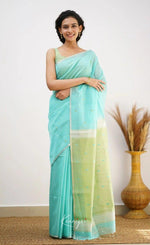 Sky Pista Jacquard Saree