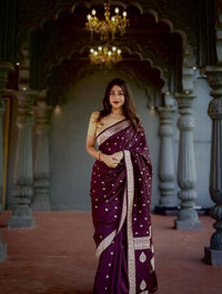 Wine Jacquard Saree – Luxurious Elegance in a Royal Deep Wine Shade