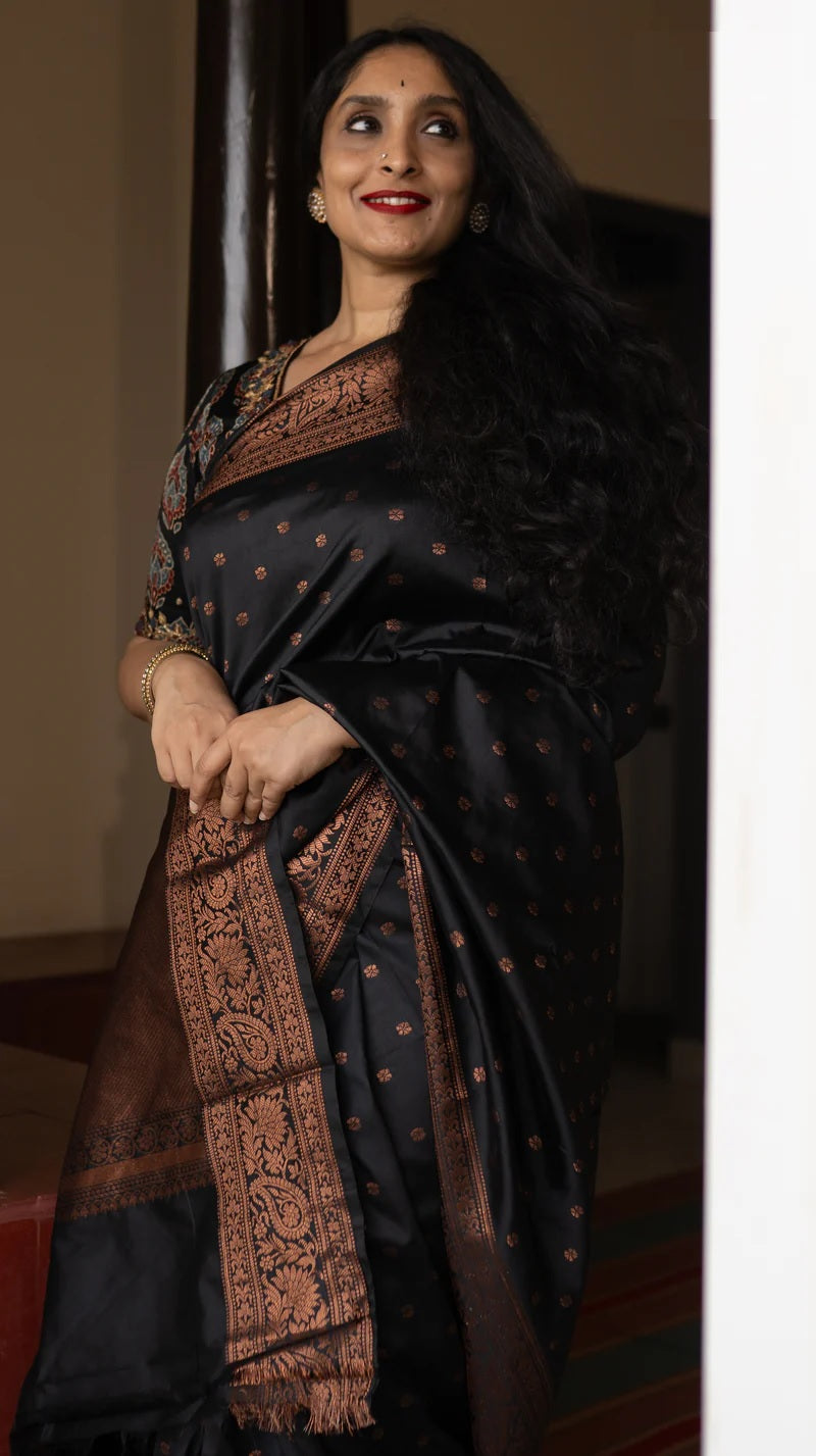 Classic Black Jacquard Saree