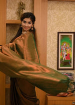 Elegant Brown Jacquard Saree