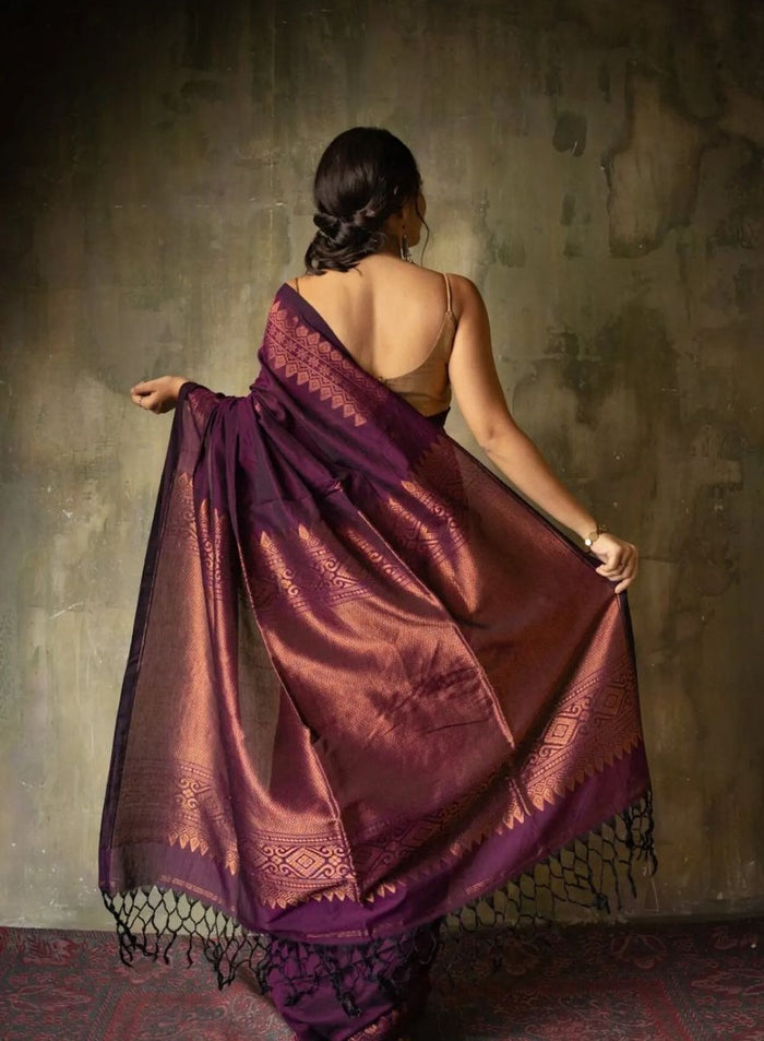 Luxury Wine Jacquard Saree – Elegant Designer Drape for Weddings & Festive Occasions