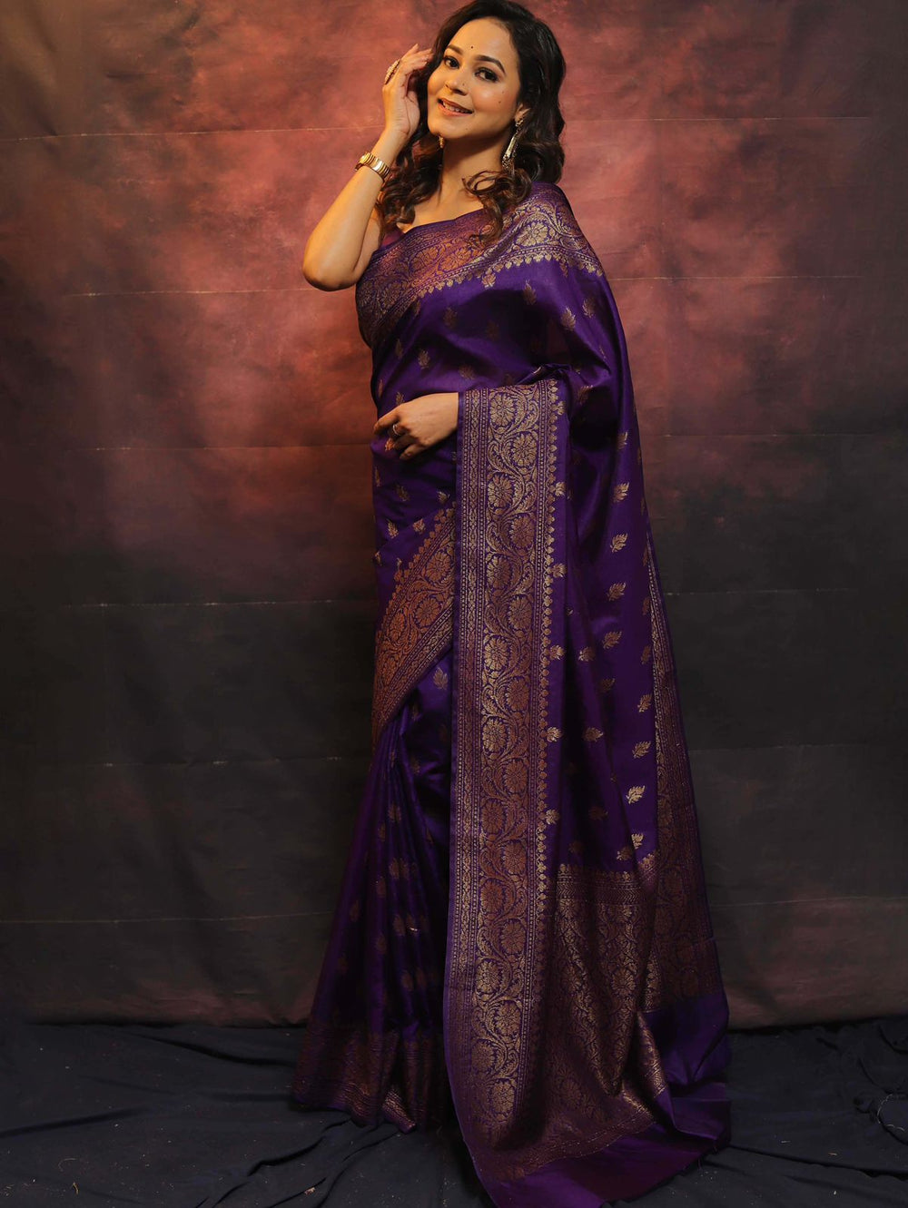 Royal Purple Jacquard Saree