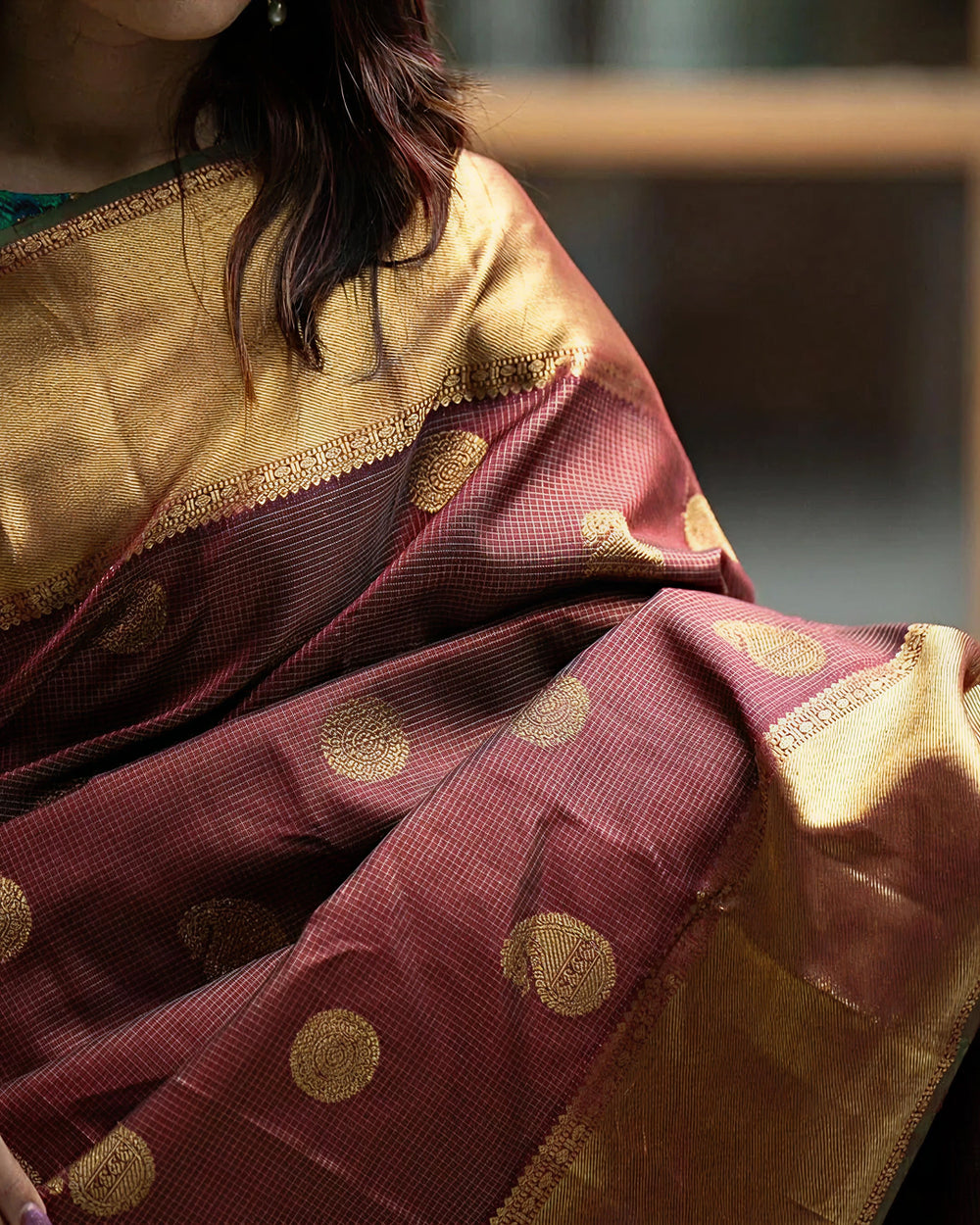 Brown Jacquard Saree