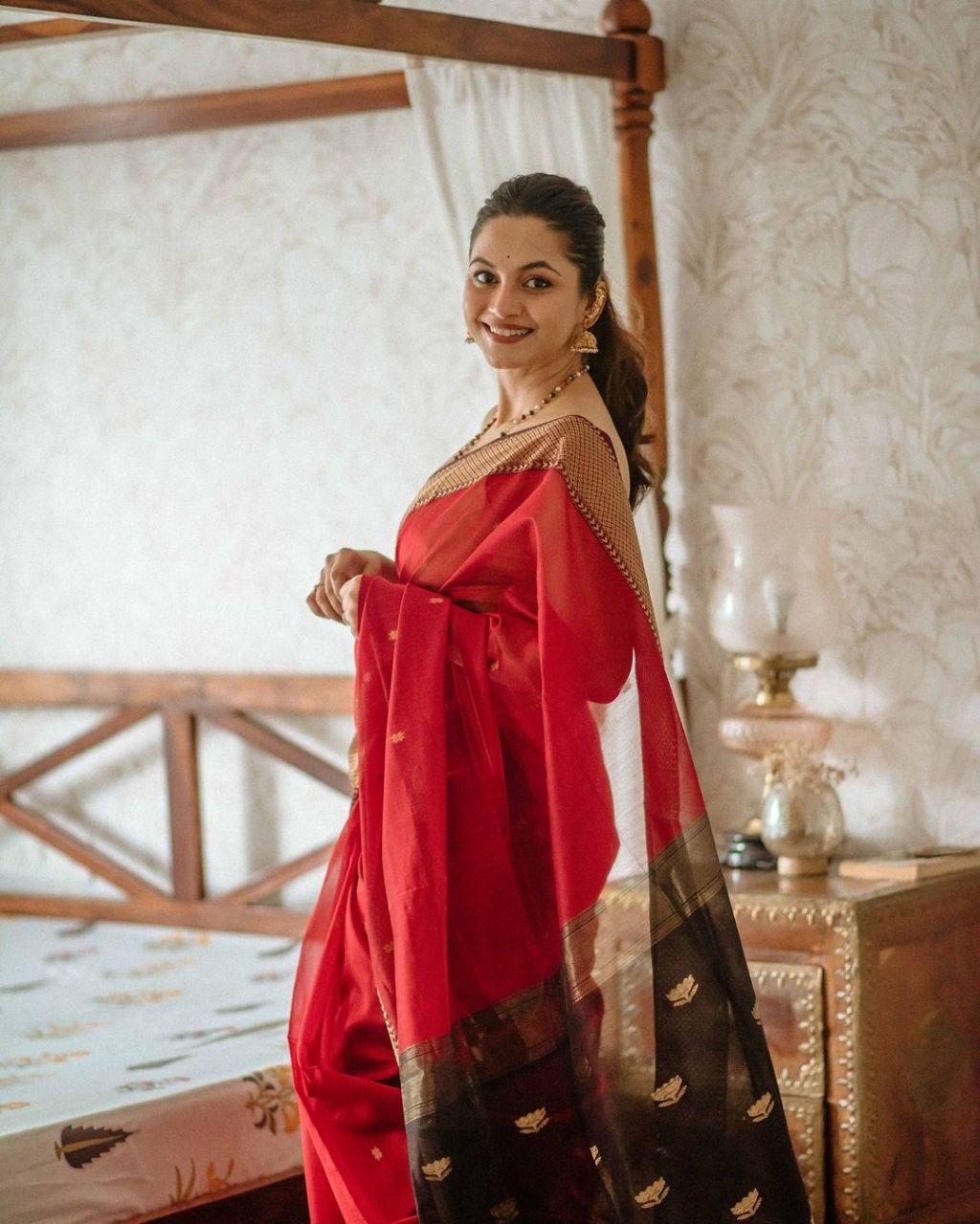 Red Jacquard Saree