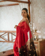 Red Jacquard Saree
