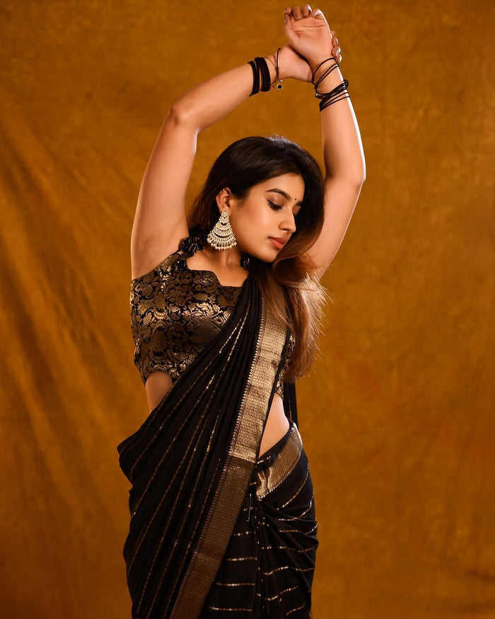 Premium Black Jacquard Saree – Elegant Festive & Party Wear Saree