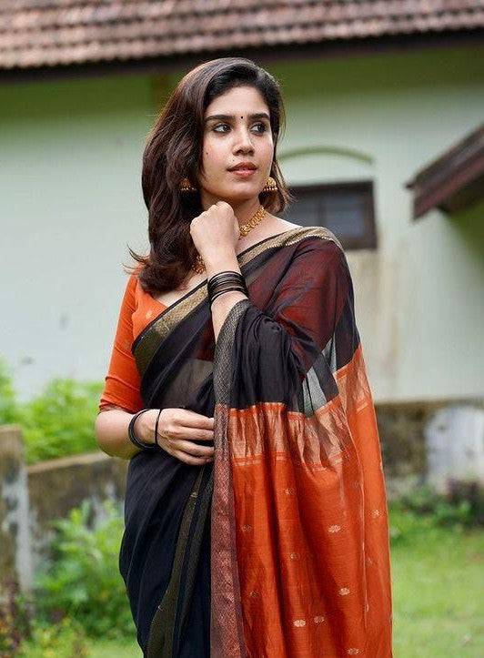 Black Jacquard Saree