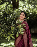 Maroon Jacquard Saree