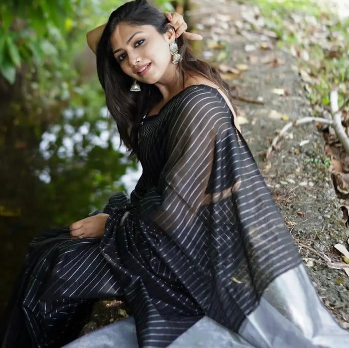 Classic Black Jacquard Saree for Timeless Festive & Party Wear