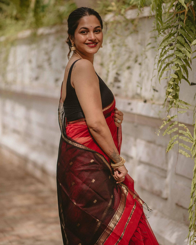Red Jacquard Saree