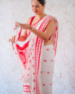 Elegant White Jacquard Saree