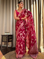 Royal Maroon Jacquard Saree
