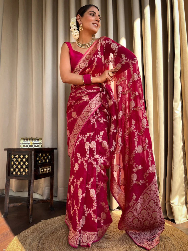 Royal Maroon Jacquard Saree