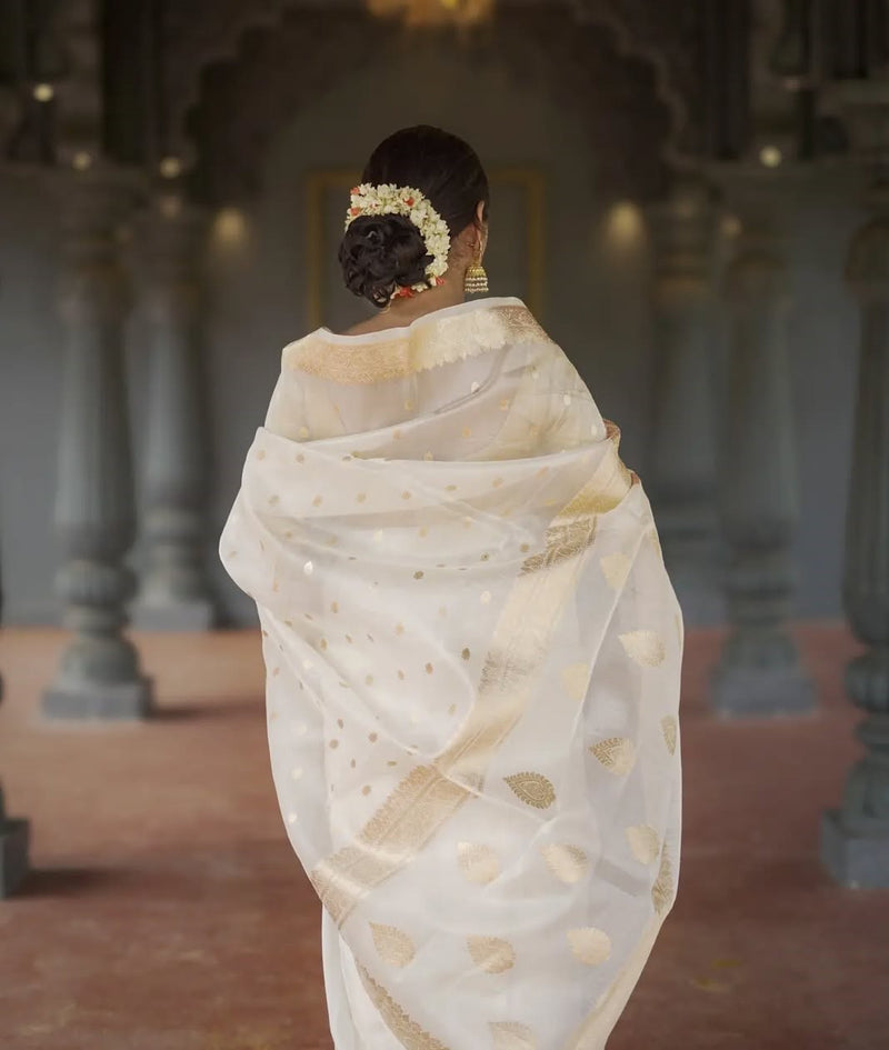 White Jacquard Saree