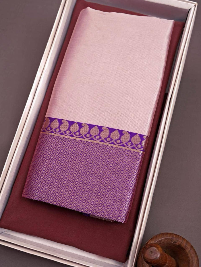 Elegant Peach Purple Jacquard Saree – Festive & Party Wear