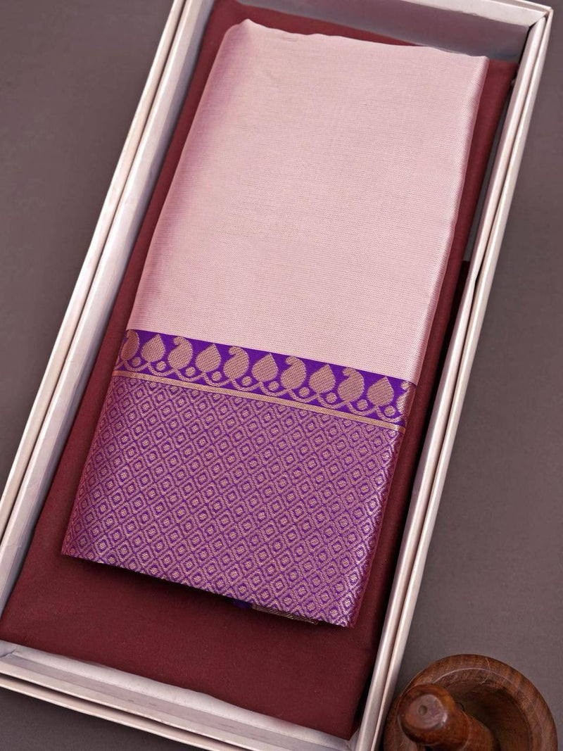Elegant Peach Purple Jacquard Saree