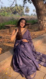 Elegant Purple Jacquard Saree