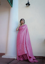 Charming Pink Jacquard Saree 