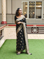 Midnight Black Jacquard Saree