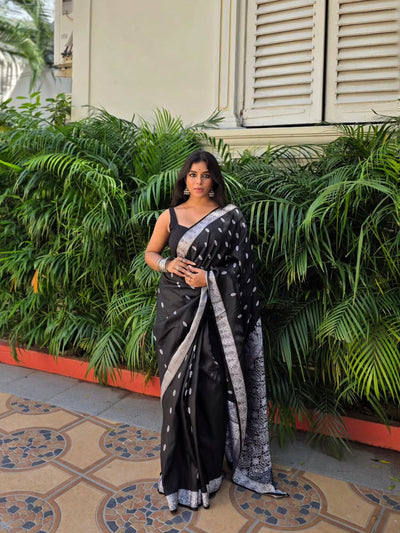 Classic Black Jacquard Saree