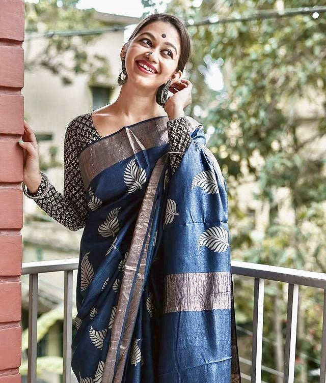 Elegant Blue Jacquard Saree
