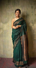 Elegant Green Jacquard Saree – Premium Festive & Traditional Wear for Women