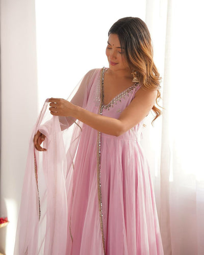 Blush Bloom Georgette Anarkali Suit Set