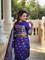Royal Blue Jacquard Saree