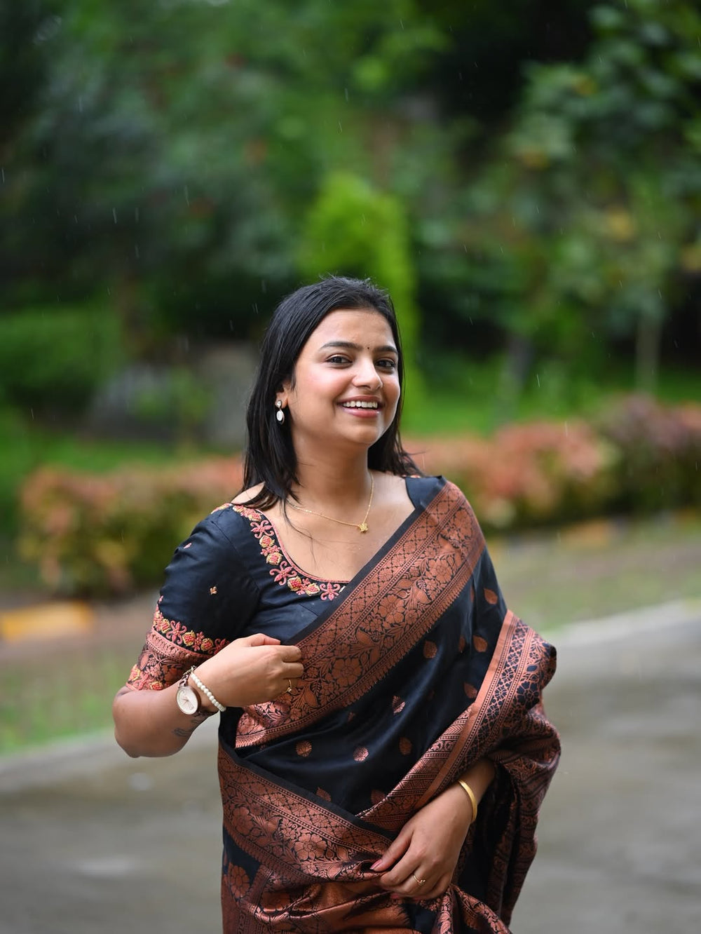 Classic Black Jacquard Saree