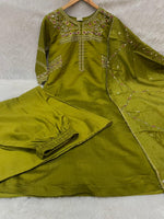 Mehndi Green Mango Silk Anarkali Set