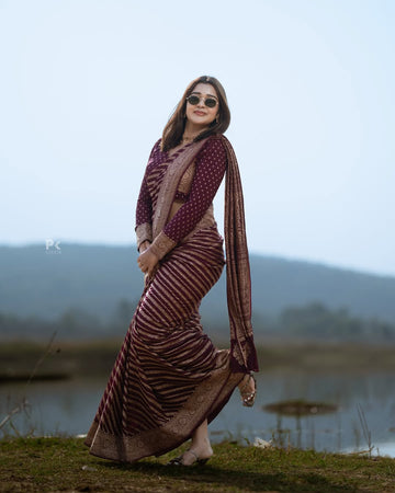 Maroon Jacquard Saree – Regal Elegance with Rich Woven Craft