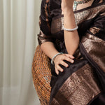 Classic Brown Jacquard Saree