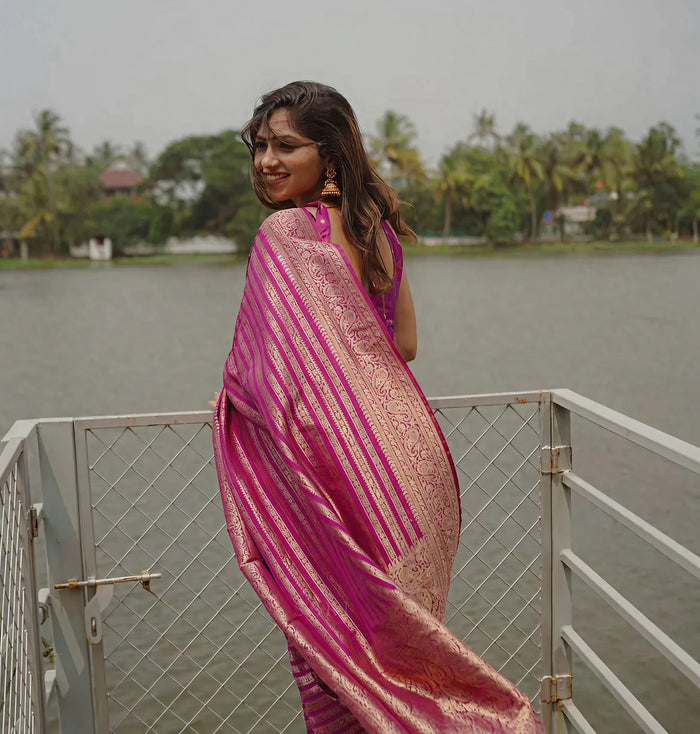 Blush Pink Jacquard Saree – Soft Woven Elegance & Festive-Ready Style