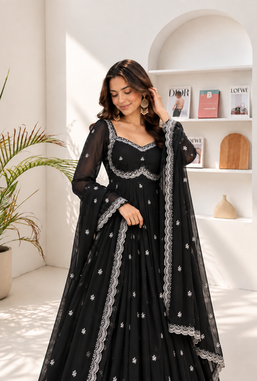 Neha Elegant Black Festival Anarkali Suit Set