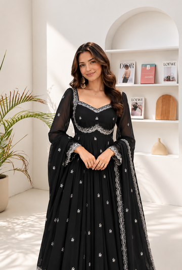 Neha Elegant Black Festival Anarkali Suit Set