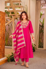 Pink Vichitra Silk Suit Set