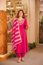 Pink Vichitra Silk Suit Set