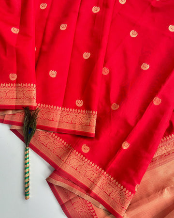 Royal Red Jacquard Saree for Weddings, Festivals & Special Occasions