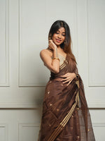 Coffee Brown Jacquard Saree