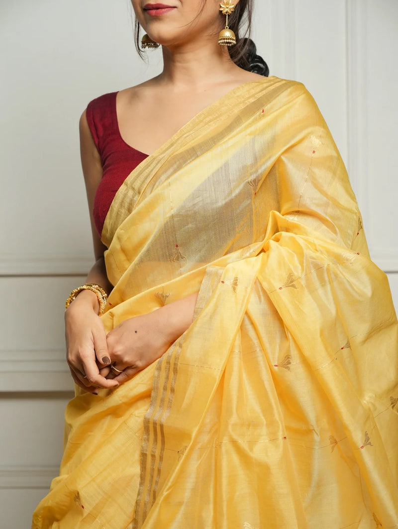 Yellow Jacquard Saree