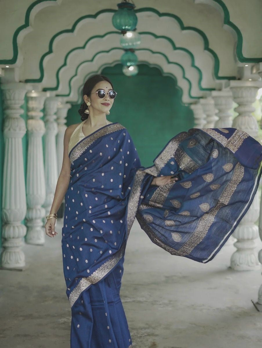 Royal Blue Jacquard Saree