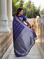 Royal Blue Jacquard Saree