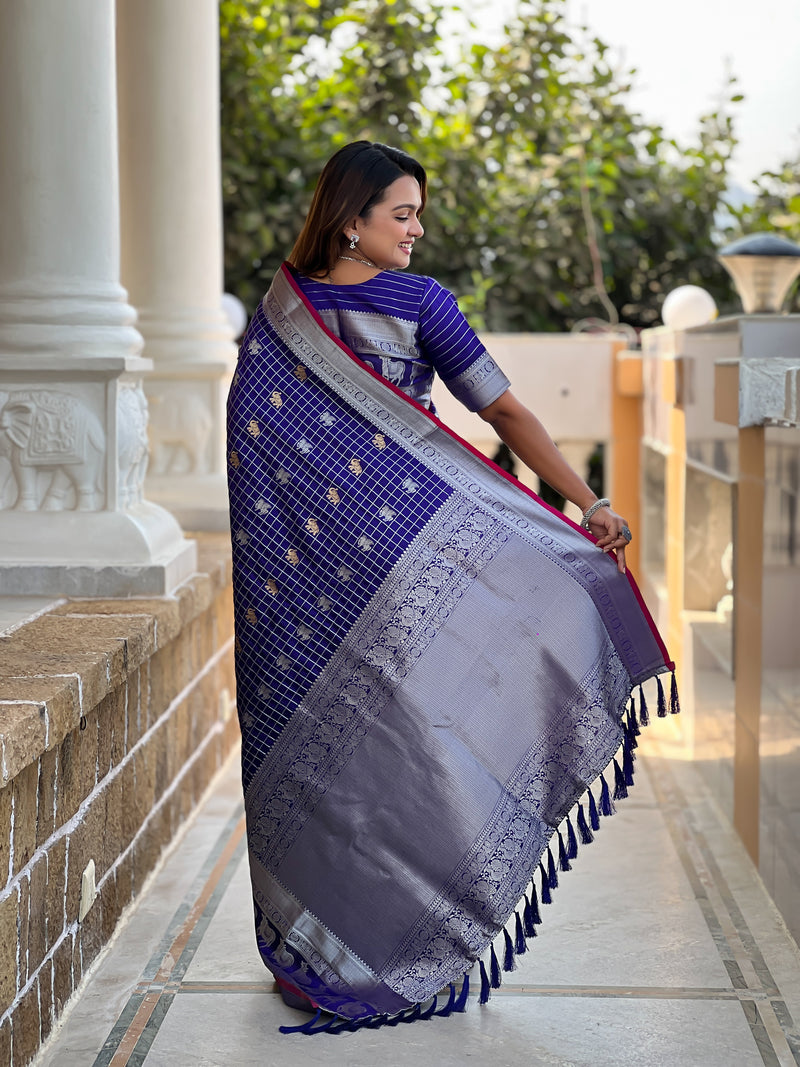 Royal Blue Jacquard Saree