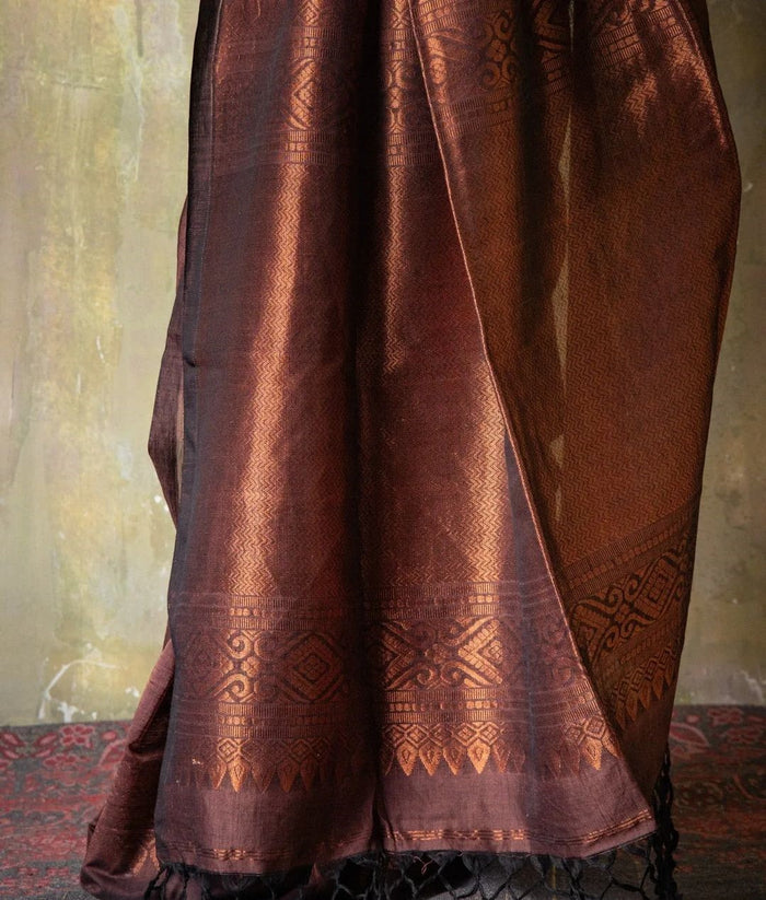 Luxurious Coffee Jacquard Saree – Elegant Festive & Party Wear Saree for Women