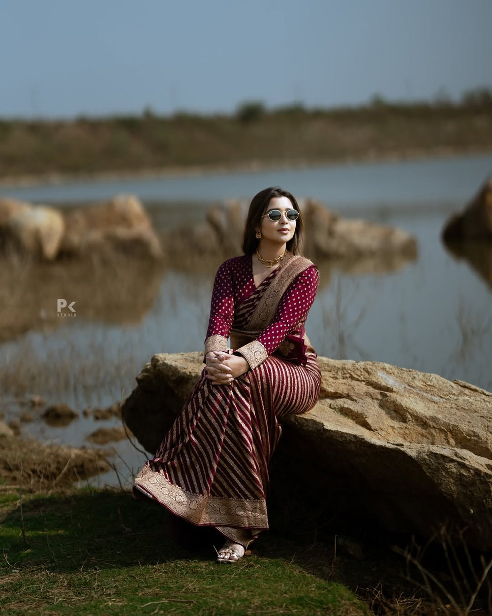 Maroon Jacquard Saree